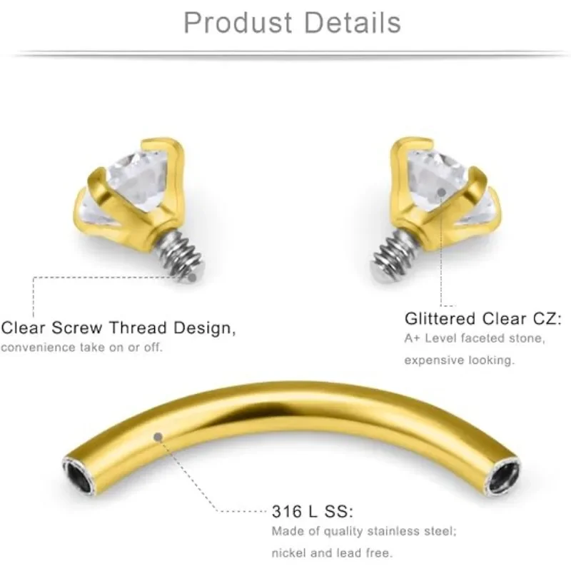 6 par biżuterii do piercingu 1 – Body Jewelry Surgical Steel recenzja i cena